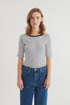 Basic Apparel Arense Striped Tee T-shirts 690 Bright white / sky captain