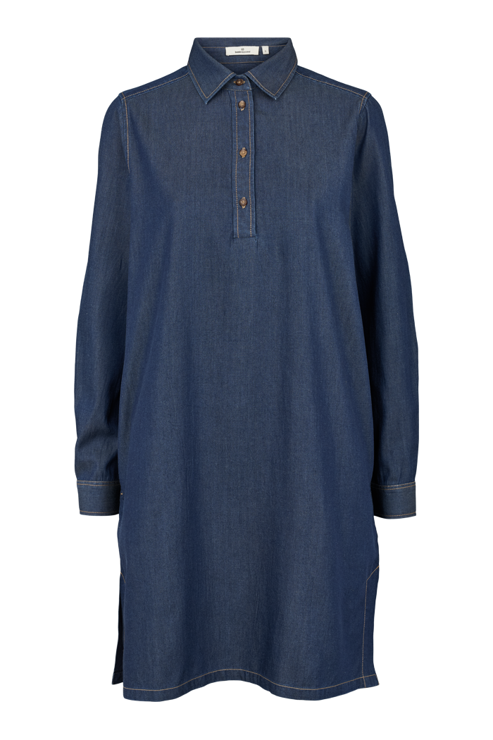 Basic Apparel Bine LS Polo Dress Kjoler 103 Mid Blue