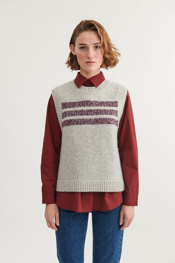 Basic Apparel Blanche Vest Veste 718 light grey mel. / sky captain