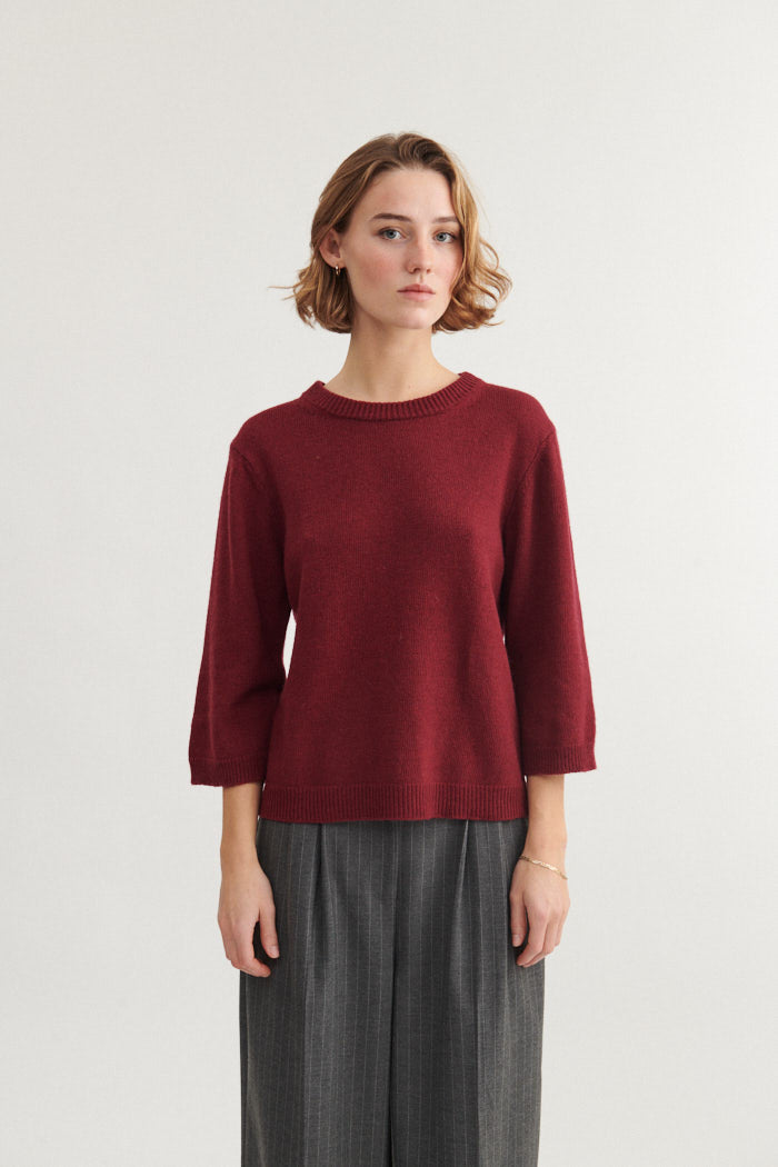Basic Apparel Cady 3/4 Sleeve Sweaters 792 Bordeaux Truffle