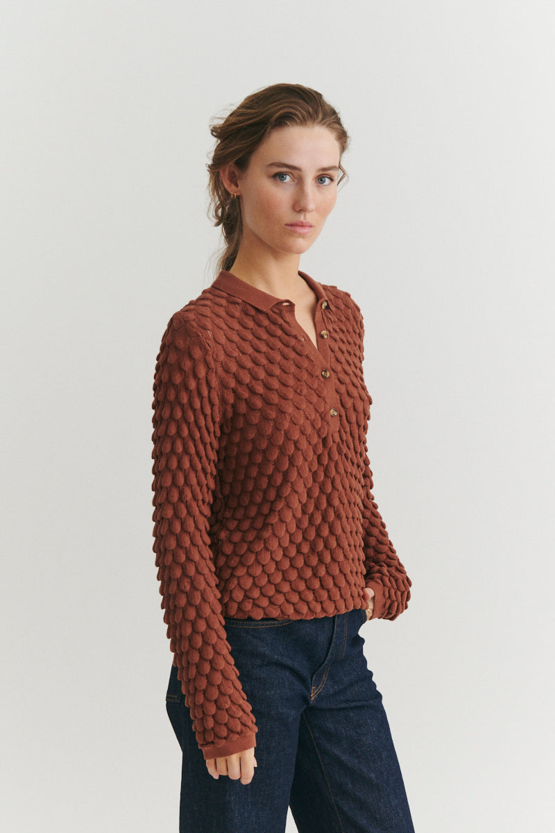 Basic Apparel Cilla Polo Sweater Sweaters 902 Tortoise shell