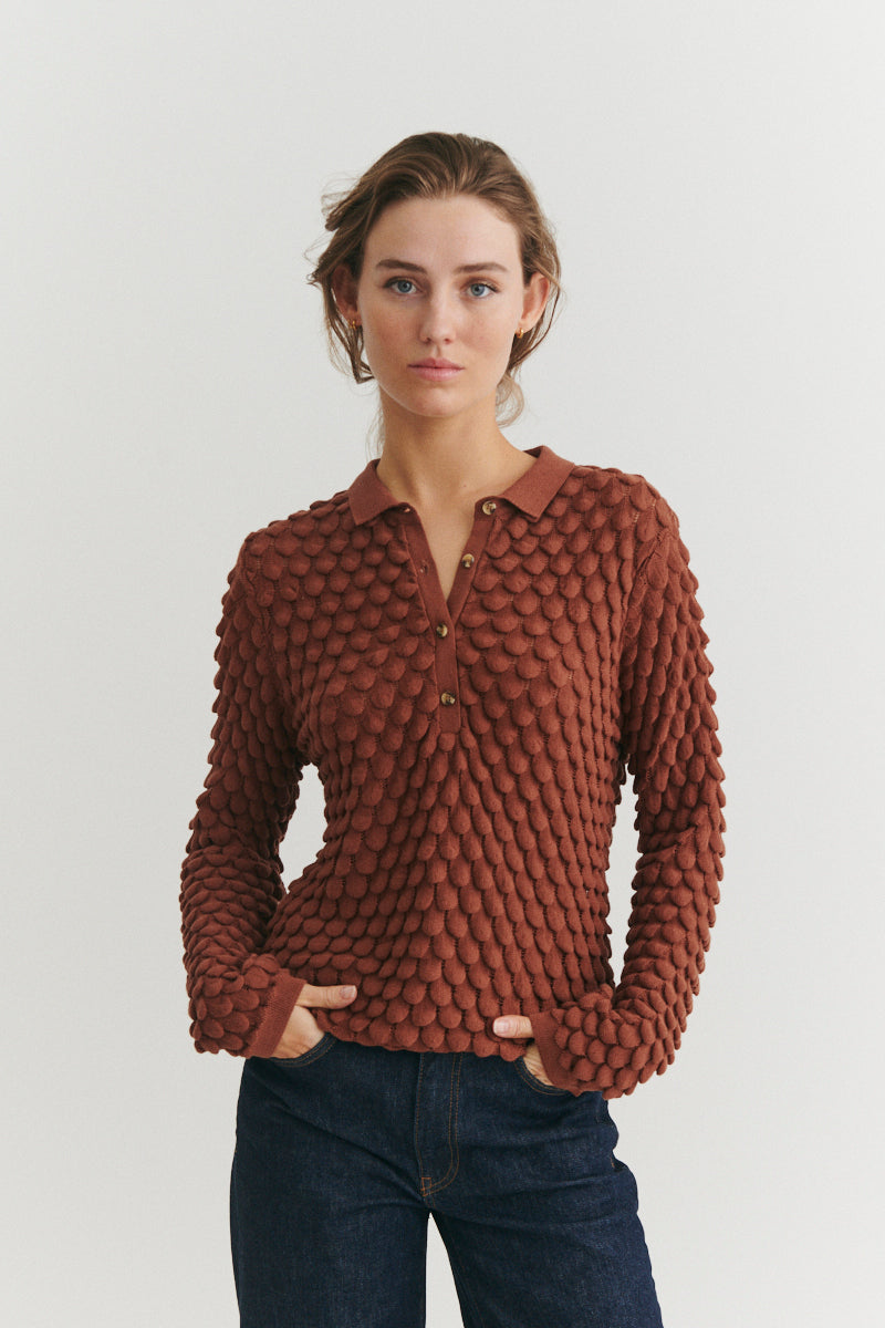 Basic Apparel Cilla Polo Sweater Sweaters 902 Tortoise shell