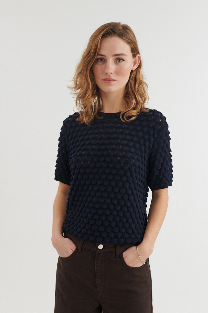 Basic Apparel Cilla SS Sweater Sweaters 606 Sky Captain