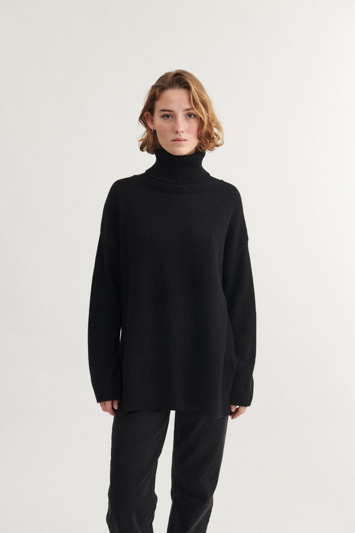 Basic Apparel Line T-Neck Sweaters 001 Black