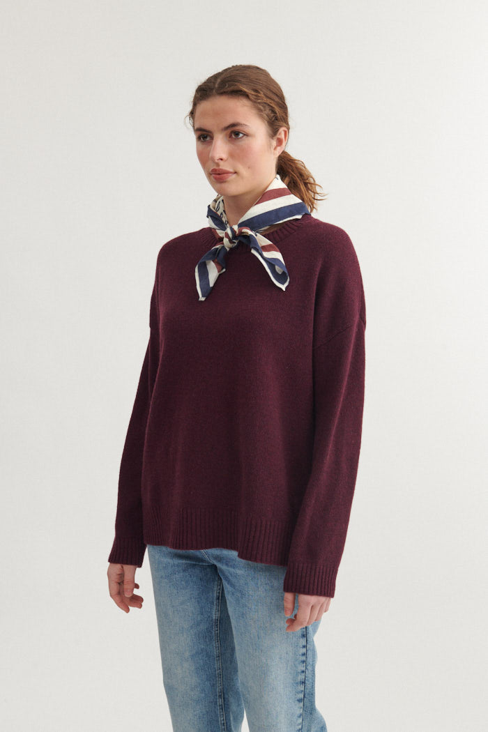 Basic Apparel Lise O-Neck Sweaters 792 Bordeaux Truffle