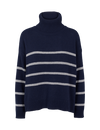Lise Striped T-Neck - sky captain / light grey mel.