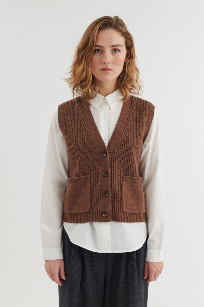 Basic Apparel Liz Vest Veste 859 Fondue fudge