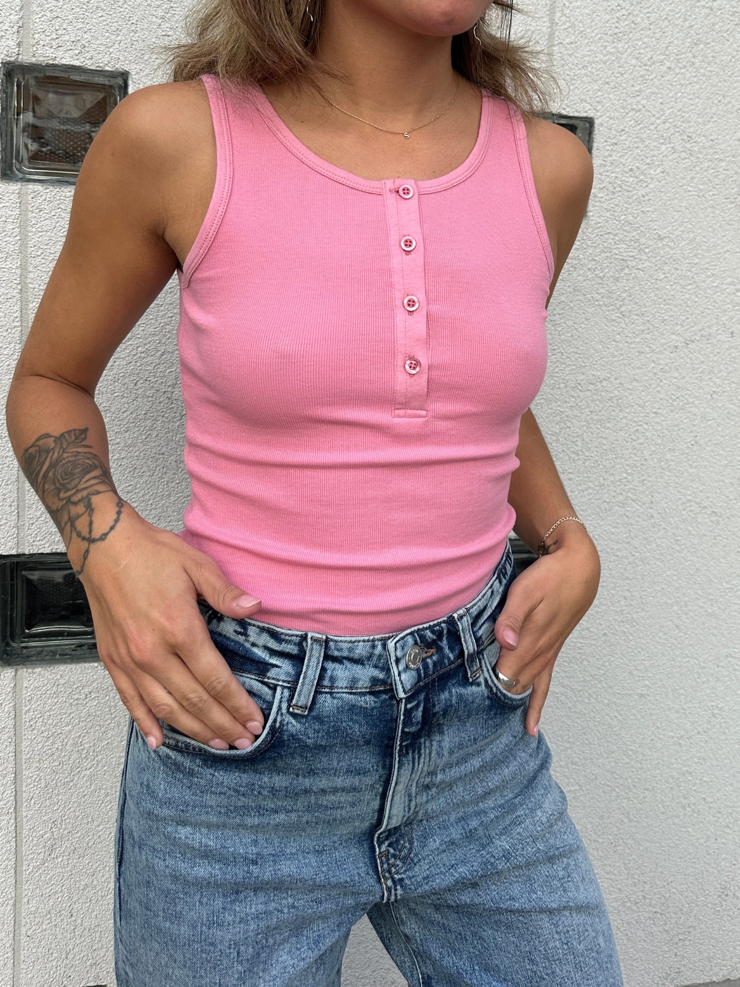 Basic Apparel Ludmilla Granddad Tank Toppe 899 Cashmere rose