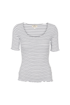 Basic Apparel Ludmilla Scallop Tee SS T-shirts 702 Bright white / black