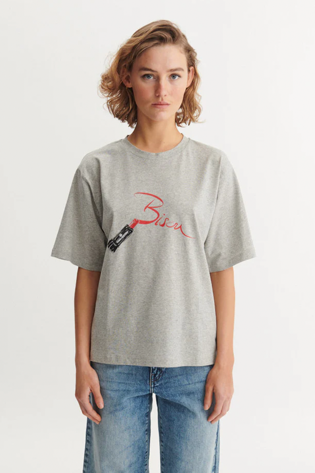 Basic Apparel Raja Tee Bisou T-shirts 853 Grey melange / lipstick
