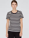 Rebekka Stripe Tee - Black/Natural Melange