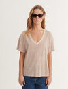 Ryda Stripe V-Neck Tee - Smoke gray / carafe