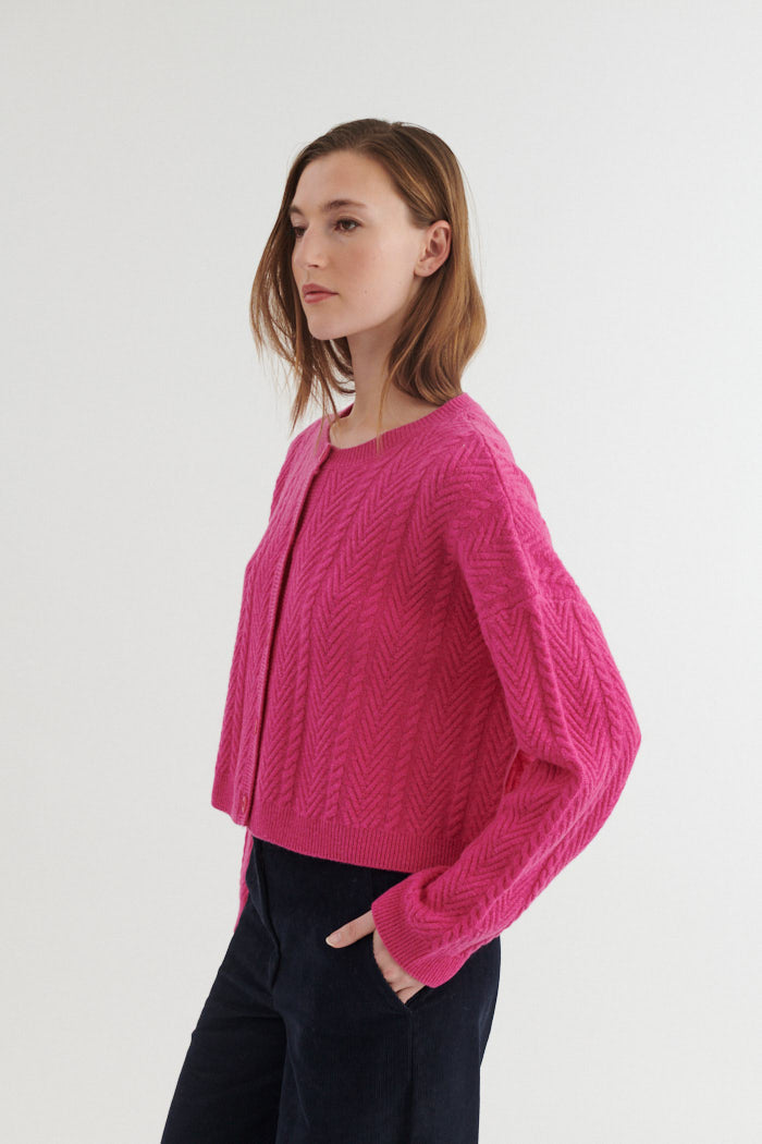 Basic Apparel Selem Cable Cardigan Cardigans 670 Purple Orchid