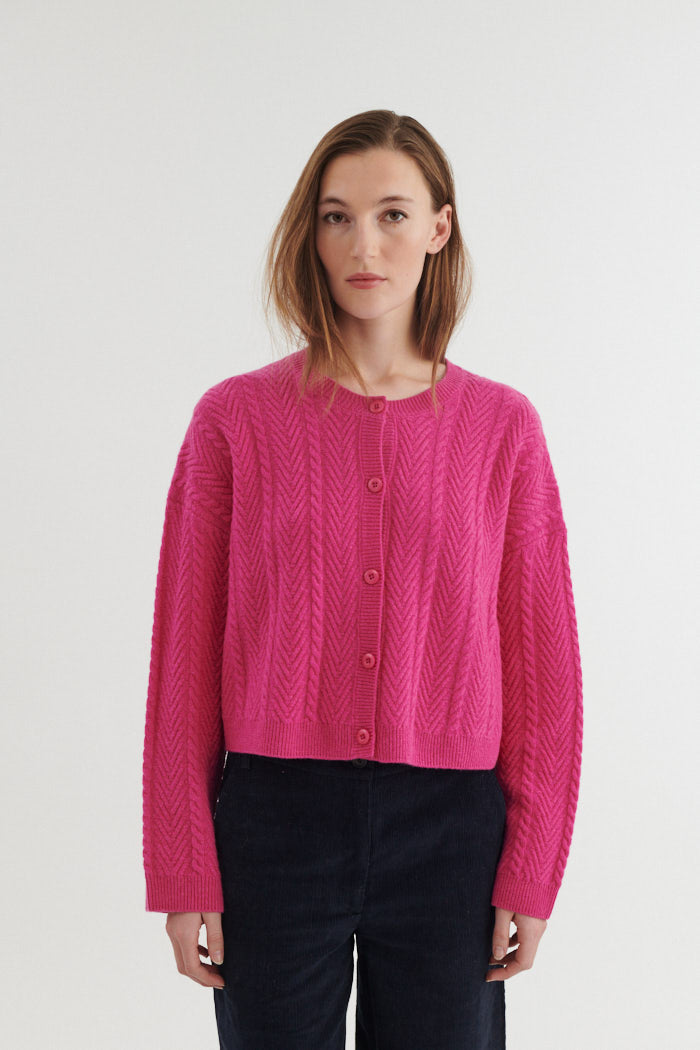 Basic Apparel Selem Cable Cardigan Cardigans 670 Purple Orchid