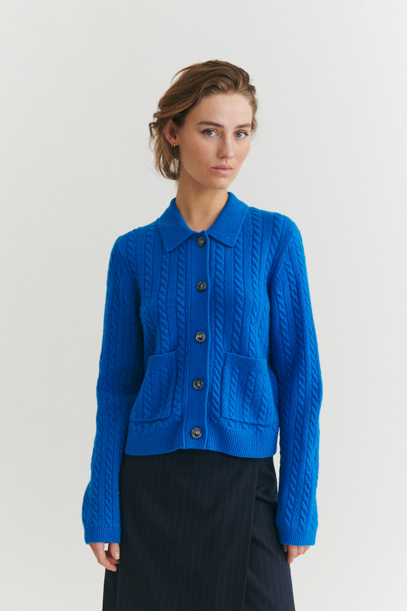 Basic Apparel Selem Cable Jacket Jakker 917 Directoire blue