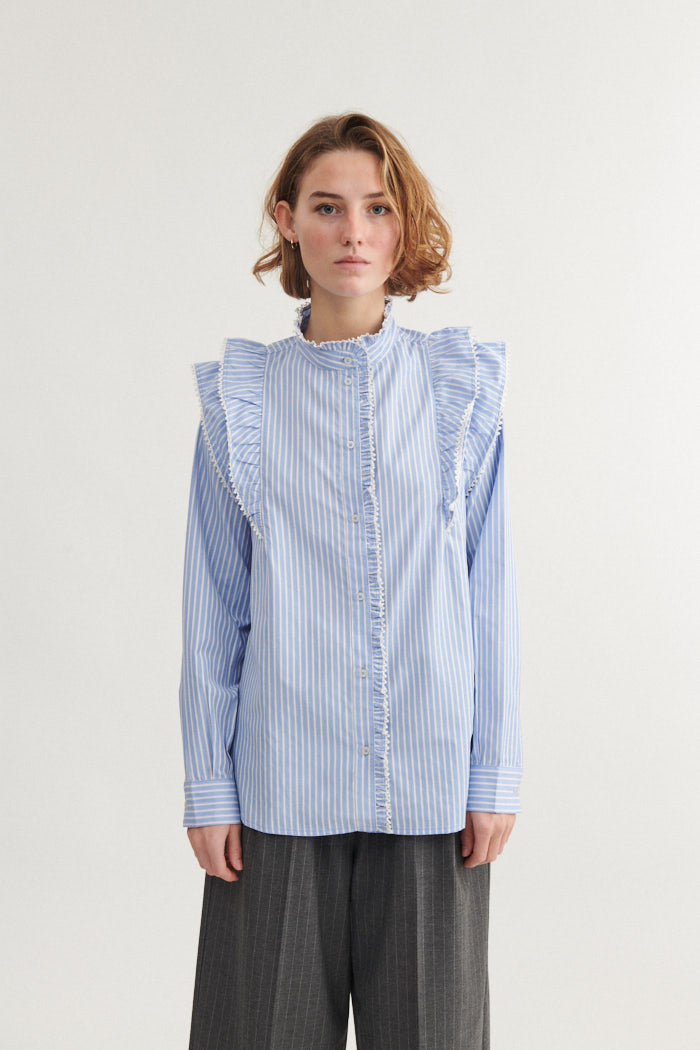 Basic Apparel Silje Frill Shirt Skjorter 790 Riviera